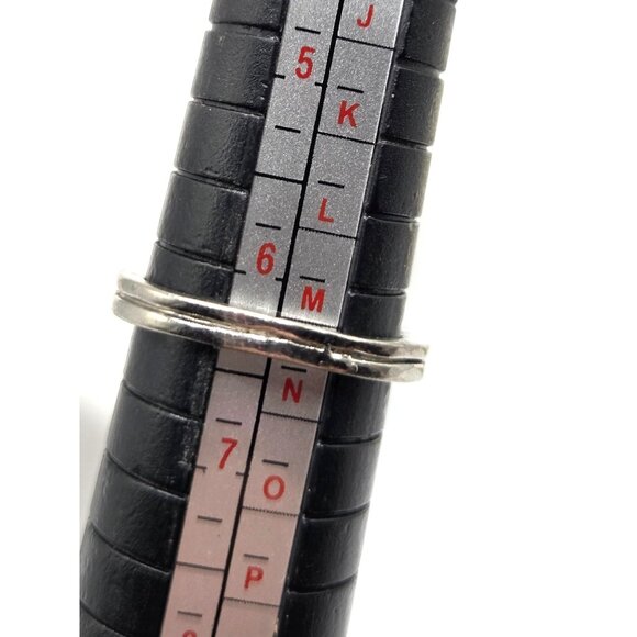 Silver Tone  Ring With Red Crystal Square-Cut Stone - Picture 3 of 3